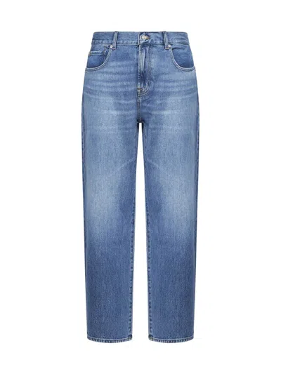 7 For All Mankind Slimmy Tapered Stretch Cotton Jeans In Blue