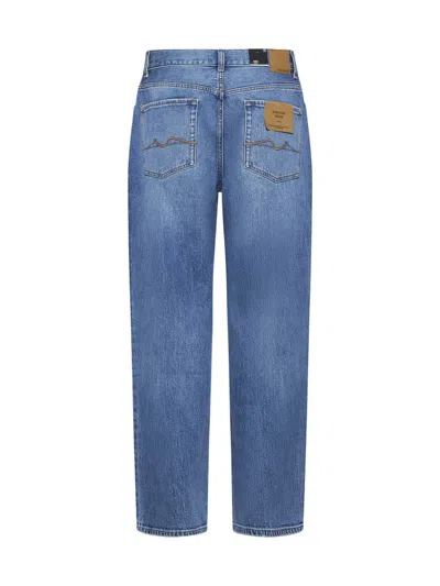 7 For All Mankind Slimmy Tapered Stretch Cotton Jeans In Blue