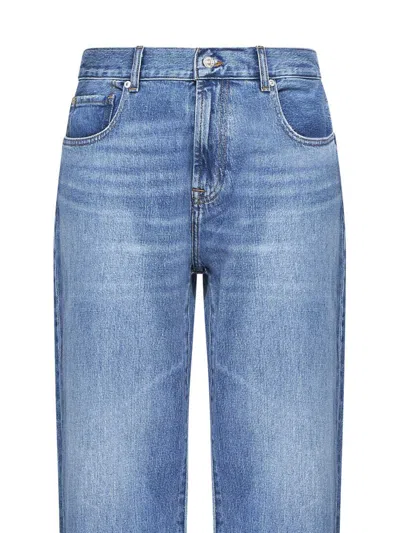 7 For All Mankind Slimmy Tapered Stretch Cotton Jeans In Blue