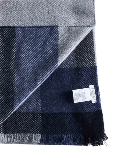 Shop Brunello Cucinelli Scarfs In Navy Grigio Nebbia