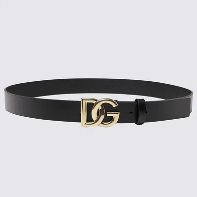 Shop Dolce & Gabbana Black Leather Dg Logo Belt