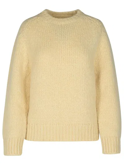 Jil Sander Mohair Blend Chunky Knit Sweater In Beige