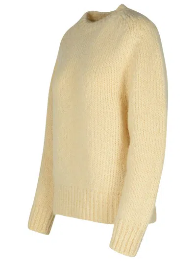 Jil Sander Mohair Blend Chunky Knit Sweater In Beige
