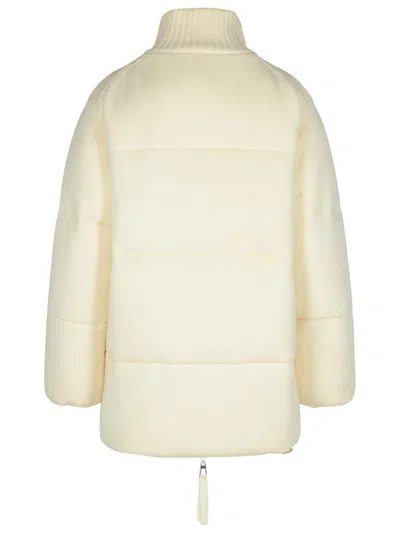 Shop P.a.r.o.s.h . 'last' Cream Wool Blend Down Jacket In Beige