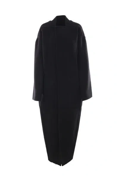 Rick Owens Long Coat Structured Back Vent In Black