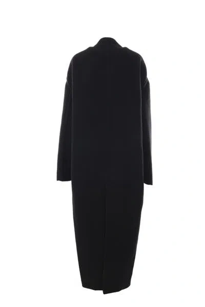 Rick Owens Long Coat Structured Back Vent In Black