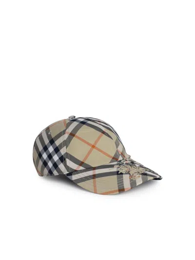 Shop Burberry 'check' Light Green Polyester Baseball Cap