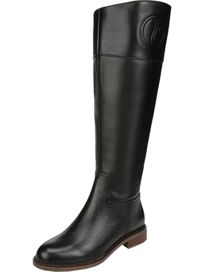 Franco Sarto Hudson Womens Leather Wide Calf Riding Boots In Black