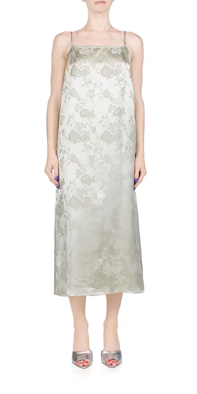 6397 Jacquard Slip Midi Dress In Ash In Grey
