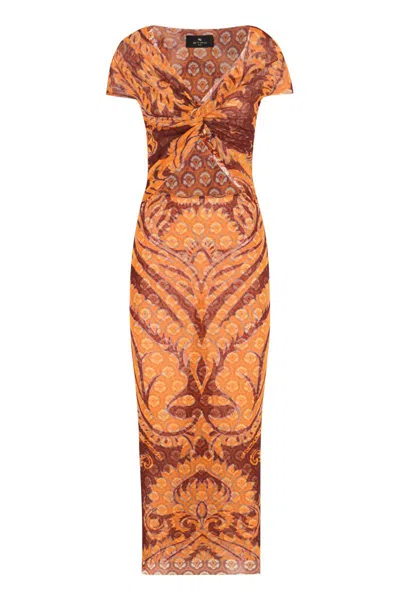 Shop Etro Printed Dress In Multicolor