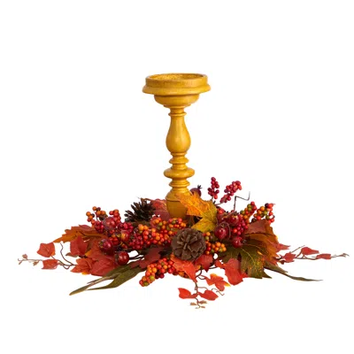 Homplanti 15" Harvest Fall Artificial Candelabrum Arrangement