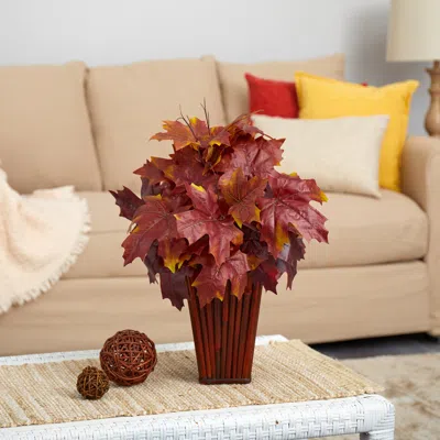 Homplanti 19" Autumn Maple Leaf Artificial Plant In Decorative Planter