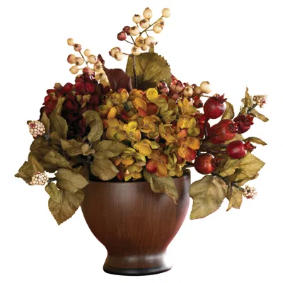 Homplanti 12" Autumn Hydrangea W/round Vase