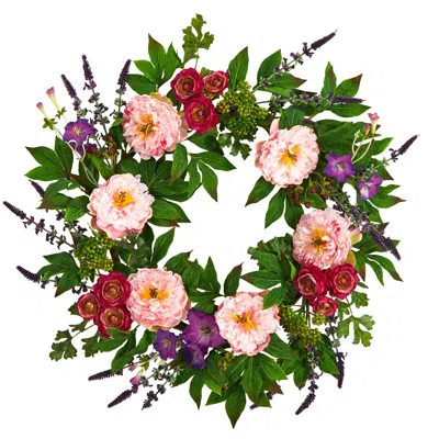 Homplanti 22" Peony Artificial Wreath