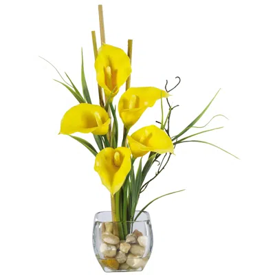 Homplanti Calla Lily Liquid Illusion W/cube Yellow