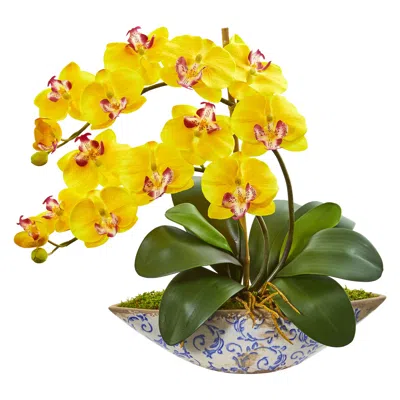 Homplanti 16" Phalaenopsis Orchid Artificial Arrangement In Vase