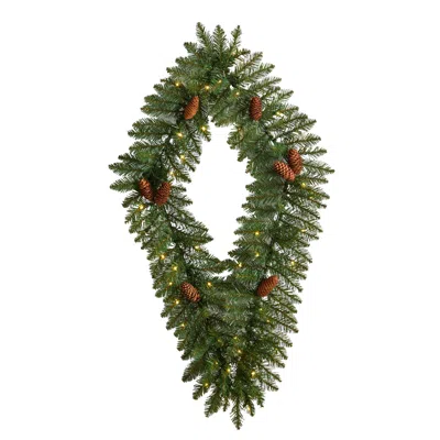 Homplanti 3' Diamond Wreath W/pinecones 50 Leds & 150 Branches