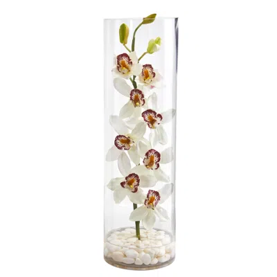 Homplanti 20" Cymbidium Orchid Artificial Arrangement In Tall Vase