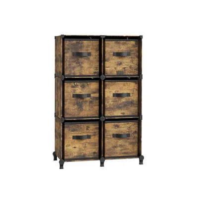 Breebe Cube Storage Organizer With 6 Storage Boxes Rustic Brown