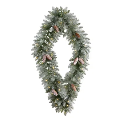 Homplanti 3' Diamond Flocked Wreath W/50 Leds & 150 Branches
