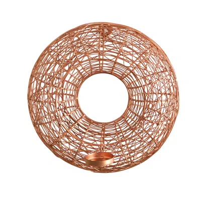Homplanti 11" Wired Copper Circle Wall Sconce Candle Holder