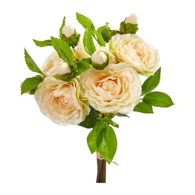 Homplanti 11" Camellia Artificial Flower Bouquet (set Of 4)