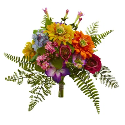Homplanti 13" Mixed Flowers Artificial Bush (set Of 2)
