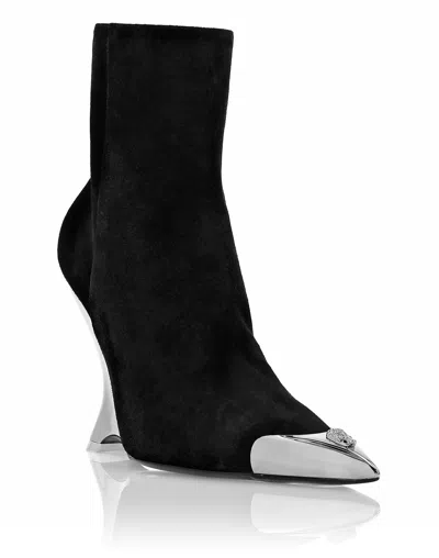Philipp Plein Suede Boots Wedge In Black