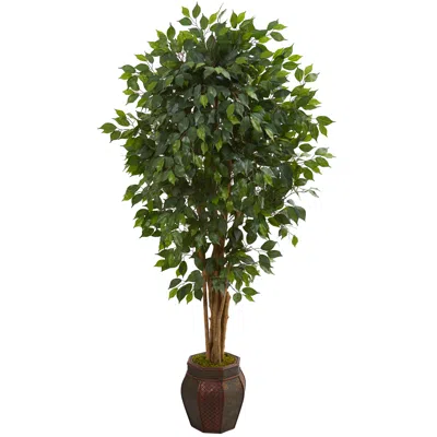Homplanti 6' Ficus Artificial Tree In Decorative Planter
