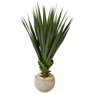 Homplanti 4.5" Spiked Agave In Sand Colored Bowl (indoor/outdoor)