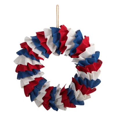 Homplanti 18" Red White And Blue Burlap Wreath