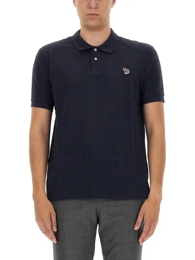 Shop Ps By Paul Smith Ps Paul Smith Polo With Logo Patch In Blue