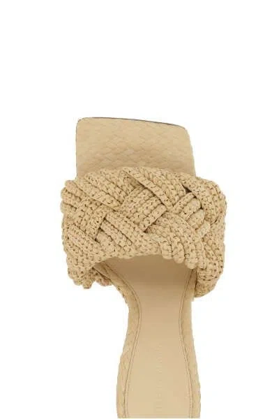 Bottega Veneta Lido 90 Raffia Intrecciato Mule In Beige O Tan