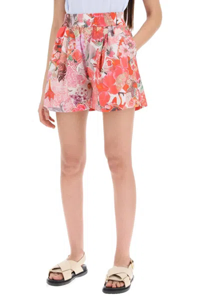 Shop Marni Floral Print Shorts In Rosa