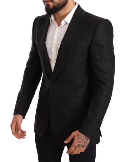 Dolce & Gabbana Elegant Slim Fit Black Linen Men's Blazer In Black