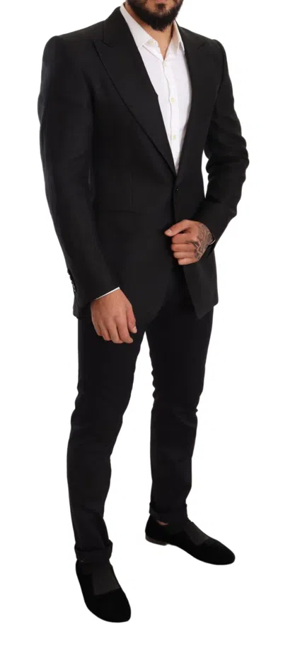 Dolce & Gabbana Elegant Slim Fit Black Linen Men's Blazer In Black