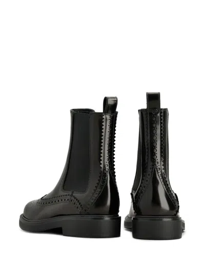 Tod's Black Chelsea Boots With Perforations In Leather Woman