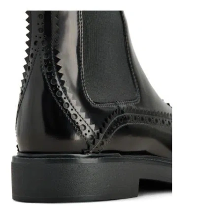 Tod's Black Chelsea Boots With Perforations In Leather Woman