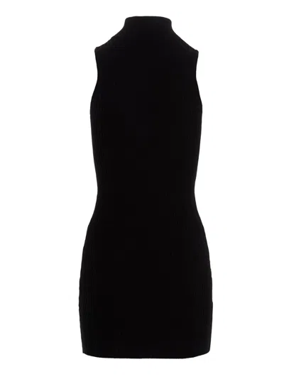 Alyx Black Ribbed Knit Zipper Dress