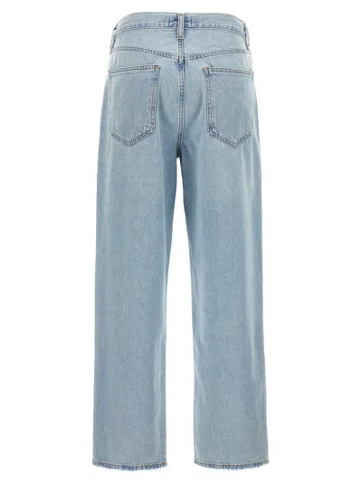 Agolde Blue Jeans With Wide Leg And Logo Patch On The Rear In Blue