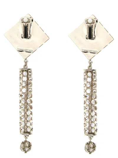 Alessandra Rich Crystal Square Dangle Earrings In Gold