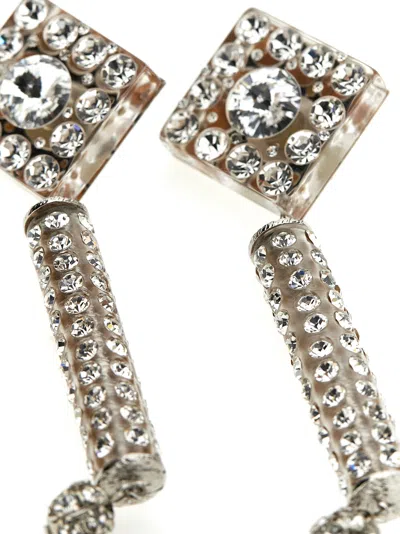 Alessandra Rich Crystal Square Dangle Earrings In Gold