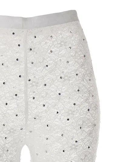 Alessandra Rich Rhinestone Lace Flared Leggings