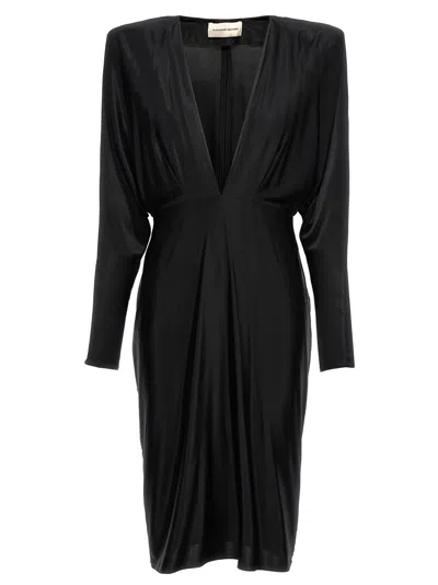 Alexandre Vauthier Jersey Dress With V-neck And Shoulder Pads