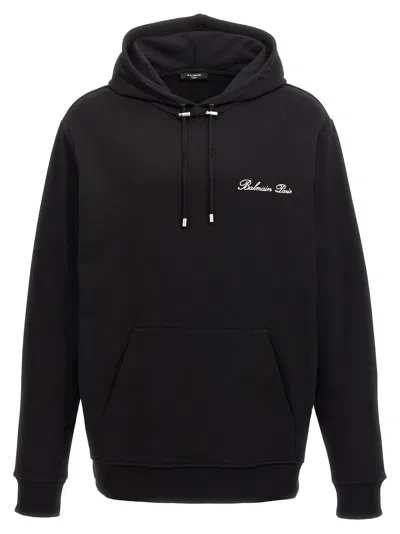 Balmain Signature Hooded Sweatshirt In Black