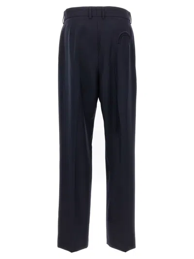 Blazé Milano Navy Blue Virgin Wool And Mohair High-waisted Pants