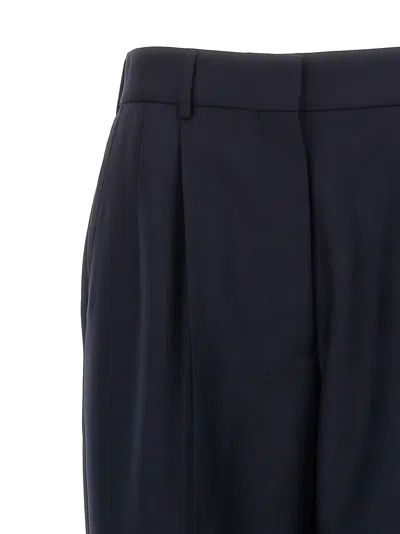 Blazé Milano Navy Blue Virgin Wool And Mohair High-waisted Pants