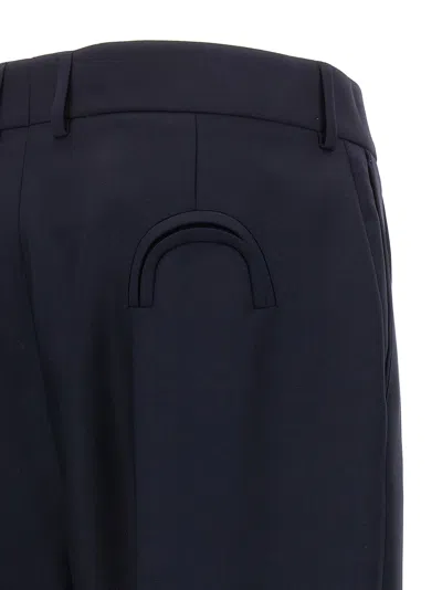 Blazé Milano Navy Blue Virgin Wool And Mohair High-waisted Pants
