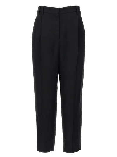 Brunello Cucinelli Black Tropical Luxury Wool Monili Slouchy Trousers In Black