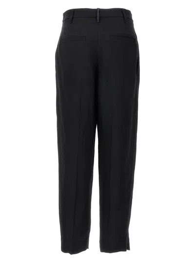 Brunello Cucinelli Black Tropical Luxury Wool Monili Slouchy Trousers In Black